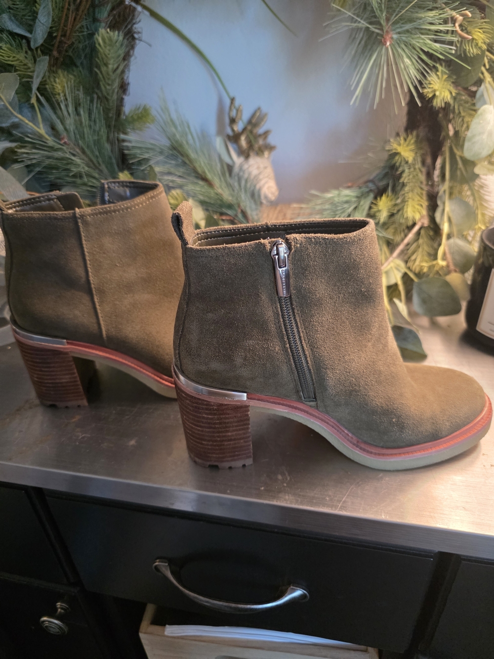 Vince Camuto Olive Green Suede Ankle Booties